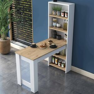 Dmora Talitha Table, Kitchen, Console Table for Dining Room, Fixed Rectangular Shelf, 120 x 54 x 154 cm, Walnut and White Dmora Talitha Table, Kitchen, Console Table for Dining Room, Fixed Rectangular Shelf, 120 x 54 x 154 cm, Walnut and White