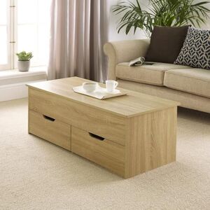 Home Source Lift Up Top Living Room Coffee Table, Pivoting Lid, Locking Support, 2 Large Storage Drawers, Oak Effect Finish Home Source Lift Up Top Living Room Coffee Table, Pivoting Lid, Locking Support, 2 Large Storage Drawers, Oak Effect Finish