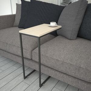 Hanah Home Industrial Side Table with Wheeled Metal Legs, Oak Finish, 46 x 62 x 26 cm, 100% Melamine Coated Particle Board, 18 mm Thick, Stylish & Functional Hanah Home Industrial Side Table with Wheeled Metal Legs, Oak Finish, 46 x 62 x 26 cm, 100% Melamine Coated Particle Board, 18 mm Thick, Stylish & Functional