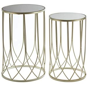 Premier Housewares Black Top Champagne Tables/Lamp Tables/Golden Champagne Finish/Strong Iron Base/Openframe Structure/Round Black Mirrored Glass Top/Dimensions are W38 x D38 x H55cm Premier Housewares Black Top Champagne Tables/Lamp Tables/Golden Champagne Finish/Strong Iron Base/Openframe Structure/Round Black Mirrored Glass Top/Dimensions are W38 x D38 x H55cm