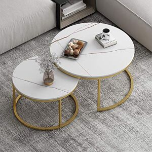 YYCHENY Coffee Table Set of 2 Nesting Tables for Living Room, Retro Nesting Coffee Table, Modern Side Coffee Table, Round Metal Nesting Table for Bedroom YYCHENY Coffee Table Set of 2 Nesting Tables for Living Room, Retro Nesting Coffee Table, Modern Side Coffee Table, Round Metal Nesting Table for Bedroom