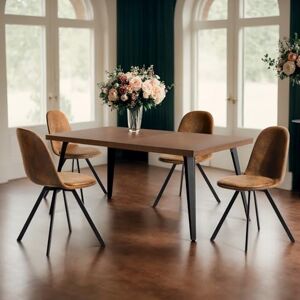 FurnitureR 5PCS Dining Table Chairs Set, 150x80x74cm Table 4 Dining Kitchen Chairs, Suede Brown FurnitureR 5PCS Dining Table Chairs Set, 150x80x74cm Table 4 Dining Kitchen Chairs, Suede Brown