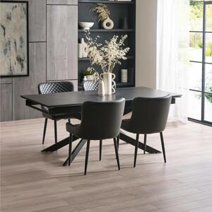 Julian Bowen Osaka Extending Dining Table – 160-240cm Modern Extendable Table with Black Crossed Legs for 6-8 People Black Julian Bowen Osaka Extending Dining Table – 160-240cm Modern Extendable Table with Black Crossed Legs for 6-8 People Black