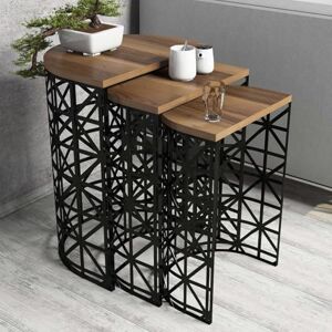 Hanah Home Modern Nesting Table Set (3 Pieces) Walnut & Black, 100% Melamine Coated, Metal Frame, 18 mm Thick, Stylish & Functional for Home and Office Hanah Home Modern Nesting Table Set (3 Pieces) Walnut & Black, 100% Melamine Coated, Metal Frame, 18 mm Thick, Stylish & Functional for Home and Office