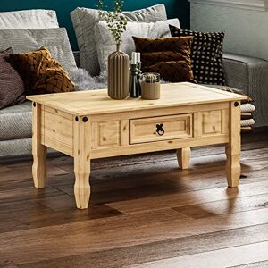 Vida Designs Coffee Table with Drawer, Rectangular, Waxed Solid Pine Wood, Traditional, Rustic, 56 x 94 x 45 Vida Designs Coffee Table with Drawer, Rectangular, Waxed Solid Pine Wood, Traditional, Rustic, 56 x 94 x 45