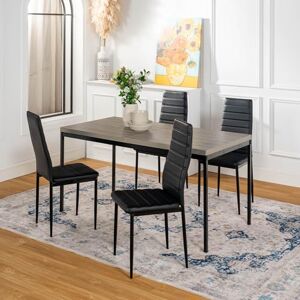 FurnitureR Living Room Tables in Grey, Clean and Elegant Style for 4 to 6 People, Thick Wood Top with Metal Frame, for Kitchen, Dining Room, Living Room, 150 x 75 x 75 cm FurnitureR Living Room Tables in Grey, Clean and Elegant Style for 4 to 6 People, Thick Wood Top with Metal Frame, for Kitchen, Dining Room, Living Room, 150 x 75 x 75 cm