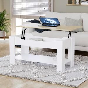 Vida Designs Lift Up Coffee Table with Storage 100 (L) x 48 (W) x 48–60 (H) cm Wooden Table with Hidden Compartment & Shelf Multi-Functional Furniture Living Room, Home Office, Dining Oak White Vida Designs Lift Up Coffee Table with Storage 100 (L) x 48 (W) x 48–60 (H) cm Wooden Table with Hidden Compartment & Shelf Multi-Functional Furniture Living Room, Home Office, Dining Oak White