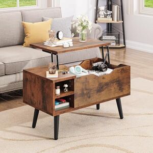 YITAHOME Lift Top Coffee Table with Hidden Compartment, Adjustable Storage Shelf, Spring Lifter, Coffee Table with Storage for Living Room, 80x40x61.5cm, Rustic Brown YITAHOME Lift Top Coffee Table with Hidden Compartment, Adjustable Storage Shelf, Spring Lifter, Coffee Table with Storage for Living Room, 80x40x61.5cm, Rustic Brown