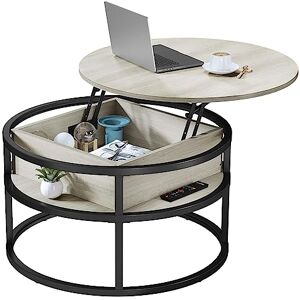 YITAHOME Round Lift Top Coffee Table, Coffee Tables for Living Room with Hidden Storage Compartment, Coffee Table with Storage for Home Office,Round Center Tables Living Room (White Oak) YITAHOME Round Lift Top Coffee Table, Coffee Tables for Living Room with Hidden Storage Compartment, Coffee Table with Storage for Home Office,Round Center Tables Living Room (White Oak)