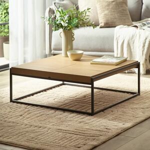 Julian Bowen Ezra Tray Coffee Table Wooden Living Room Table with 4 Removable Trays & Black Metal Legs, Square Modern Industrial Design 83cm Julian Bowen Ezra Tray Coffee Table Wooden Living Room Table with 4 Removable Trays & Black Metal Legs, Square Modern Industrial Design 83cm