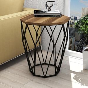 Hanah Home Modern Side Table with Metal Legs, Walnut & Black, 46 x 57 x 46 cm, 100% Melamine Coated Particle Board, 18 mm Thick, Stylish Industrial Design for Home and Office Hanah Home Modern Side Table with Metal Legs, Walnut & Black, 46 x 57 x 46 cm, 100% Melamine Coated Particle Board, 18 mm Thick, Stylish Industrial Design for Home and Office