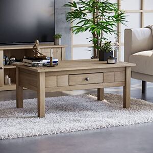 Vida Designs Panama 1 Drawer Coffee Table, Rustic Living Room Furniture, Natural Oak Wood, Wax Finish Vida Designs Panama 1 Drawer Coffee Table, Rustic Living Room Furniture, Natural Oak Wood, Wax Finish
