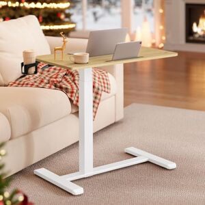 VASAGLE Side Table, Overbed Table with Wheels, Small Standing Desk, 80 x 45 cm Tabletop, Adjustable Height, 2 Cup Holders, Phone and Tablet Slot, Golden Oak LSD601YA01 VASAGLE Side Table, Overbed Table with Wheels, Small Standing Desk, 80 x 45 cm Tabletop, Adjustable Height, 2 Cup Holders, Phone and Tablet Slot, Golden Oak LSD601YA01