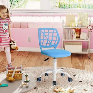 FurnitureR Children's Desk Chair, Adjustable Height Swivel Chair with Small Hole Backrest Design, Suitable for Kids' Bedroom or Study Room, Blue I, 38x39x85H FurnitureR Children's Desk Chair, Adjustable Height Swivel Chair with Small Hole Backrest Design, Suitable for Kids' Bedroom or Study Room, Blue I, 38x39x85H
