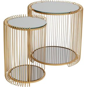KARE Design Wire Double Side Table (Set of 2), Brass, Diameter 45 cm, Elegant, Living Room Table, Coffee Table, Steel Frame, Sofa Table, Mirror Table, 46 x 45 x 45 cm (H-B-T) KARE Design Wire Double Side Table (Set of 2), Brass, Diameter 45 cm, Elegant, Living Room Table, Coffee Table, Steel Frame, Sofa Table, Mirror Table, 46 x 45 x 45 cm (H-B-T)
