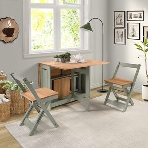 Seconique Santos Folding Drop Leaf Butterfly Dining Table Set 4 Chairs Sage Green - Dining Table Set Seconique Santos Folding Drop Leaf Butterfly Dining Table Set 4 Chairs Sage Green - Dining Table Set
