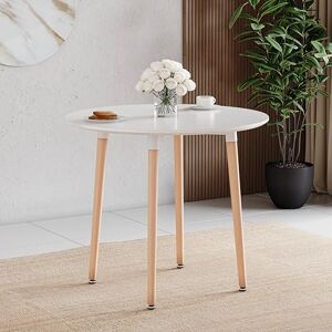 Vida Designs Batley Round Dining Table, Modern Round Kitchen Table with Natural Beech Wood Legs, Compact Dining table for Small Kitchen & Dining Room Furniture (White, 4 Seater) Vida Designs Batley Round Dining Table, Modern Round Kitchen Table with Natural Beech Wood Legs, Compact Dining table for Small Kitchen & Dining Room Furniture (White, 4 Seater)