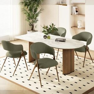 COLAMY Ergonomic Linen Dining Chair with 135° Recline, Breathable Cotton-Linen Fabric, Wooden-Look Metal Legs, 125kg Capacity, Modern Padded Dining Room Chair for Kitchen, Farmhouse & Home,Green COLAMY Ergonomic Linen Dining Chair with 135° Recline, Breathable Cotton-Linen Fabric, Wooden-Look Metal Legs, 125kg Capacity, Modern Padded Dining Room Chair for Kitchen, Farmhouse & Home,Green