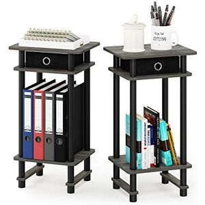 Furinno Turn-N-Tube 2-Pack Tall End Table, Side Table with Bin, French Oak Grey/Black Furinno Turn-N-Tube 2-Pack Tall End Table, Side Table with Bin, French Oak Grey/Black
