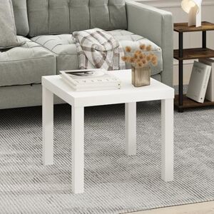 Furinno CLASSIC Coffee Table, Square Modern Living Room Table with 45mm Thick Tabletop, Side Table with 4 Legs, for Living Room, Bedroom, Home Office, White Furinno CLASSIC Coffee Table, Square Modern Living Room Table with 45mm Thick Tabletop, Side Table with 4 Legs, for Living Room, Bedroom, Home Office, White