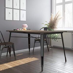 DHP Furniture Fusion Dining Table, Metal, Black, (H) 77 x (W) 150 x (D) 90 cm DHP Furniture Fusion Dining Table, Metal, Black, (H) 77 x (W) 150 x (D) 90 cm