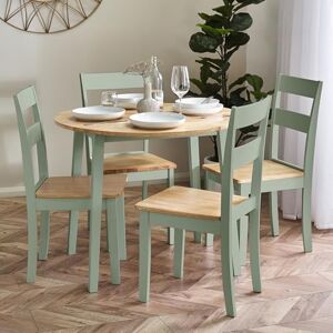 Julian Bowen Linwood Sage Green and Natural 55-90cm Round Drop Leaf Table Julian Bowen Linwood Sage Green and Natural 55-90cm Round Drop Leaf Table