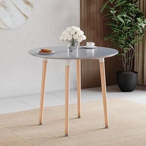 Vida Designs Batley Round Dining Table, Modern Round Kitchen Table with Natural Beech Wood Legs, Compact Dining table for Small Kitchen & Dining Room Furniture (Grey, 4 Seater) Vida Designs Batley Round Dining Table, Modern Round Kitchen Table with Natural Beech Wood Legs, Compact Dining table for Small Kitchen & Dining Room Furniture (Grey, 4 Seater)