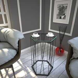 Hanah Home Industrial Side Table, Anthracite, 40 x 62 x 35 cm, 100% Melamine Coated Particle Board, 18 mm Thick, Metal Legs & Glass Ground, Perfect for Hotel & Modern Spaces Hanah Home Industrial Side Table, Anthracite, 40 x 62 x 35 cm, 100% Melamine Coated Particle Board, 18 mm Thick, Metal Legs & Glass Ground, Perfect for Hotel & Modern Spaces