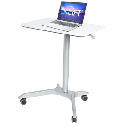 Seville Classics Airlift height adjustable mobile Sit-Stand Desk (68,8 bis 106,4 cm H), white Seville Classics Airlift height adjustable mobile Sit-Stand Desk (68,8 bis 106,4 cm H), white