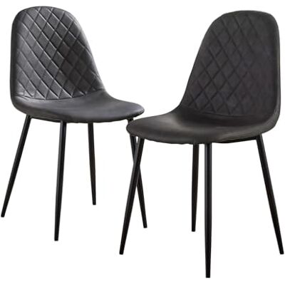 Home Source Diamond Backed Kitchen Dining Chairs, Grey, Set of 2 Home Source Diamond Backed Kitchen Dining Chairs, Grey, Set of 2