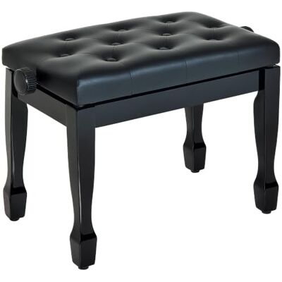 HOMCOM Piano Stool Height Adjustable, 64(L) x 35(W) x 45/55(H) cm, Black Faux Leather, Keyboard Bench, Dressing Table Seat HOMCOM Piano Stool Height Adjustable, 64(L) x 35(W) x 45/55(H) cm, Black Faux Leather, Keyboard Bench, Dressing Table Seat