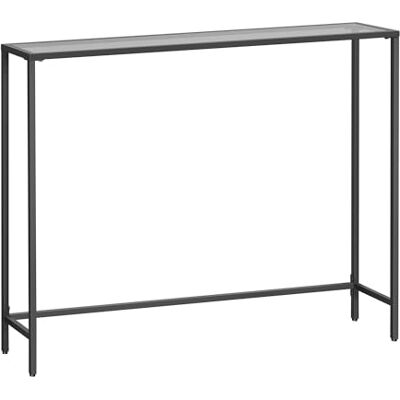 VASAGLE Console Table, Side Table, Tempered Glass Tabletop, Modern Sofa Table, Easy Assembly, with Adjustable Feet, for Living Room, Hallway, Ink Black and Slate Grey LGT132B01 VASAGLE Console Table, Side Table, Tempered Glass Tabletop, Modern Sofa Table, Easy Assembly, with Adjustable Feet, for Living Room, Hallway, Ink Black and Slate Grey LGT132B01