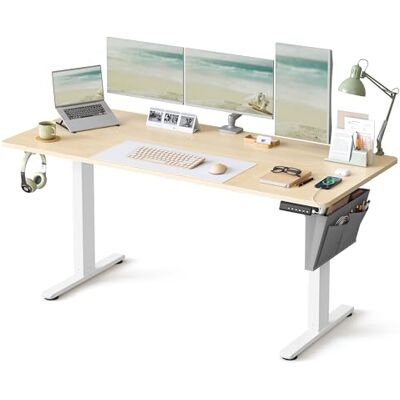 VASAGLE Electric Standing Desk, Height Adjustable Desk, 160 x 70 cm, Continuous Adjustment, Spliced Tabletop, 4 Memory Heights, Golden Oak LSD136YA02 VASAGLE Electric Standing Desk, Height Adjustable Desk, 160 x 70 cm, Continuous Adjustment, Spliced Tabletop, 4 Memory Heights, Golden Oak LSD136YA02