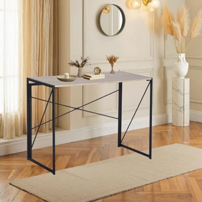 FurnitureR Folding Computer Desk,Industrial Style MDF Table Top Black Metal Frame,Space Saving For Small Apartment, Home Office Students Teens Room,100 x 50 x 72-75 cm (Roman, 100 * 50 * 75cm) FurnitureR Folding Computer Desk,Industrial Style MDF Table Top Black Metal Frame,Space Saving For Small Apartment, Home Office Students Teens Room,100 x 50 x 72-75 cm (Roman, 100 * 50 * 75cm)