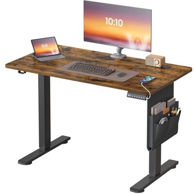 VASAGLE Electric Standing Desk, Height Adjustable Desk, 100 x 60 cm, Continuous Adjustment, Spliced Tabletop, 4 Memory Heights, Rustic Brown LSD130KD02 VASAGLE Electric Standing Desk, Height Adjustable Desk, 100 x 60 cm, Continuous Adjustment, Spliced Tabletop, 4 Memory Heights, Rustic Brown LSD130KD02