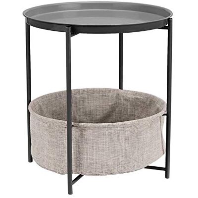 Amazon Basics Round Storage End Table - Side Table with Cloth Basket Amazon Basics Round Storage End Table - Side Table with Cloth Basket