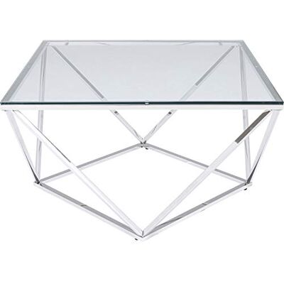 KARE Design Side Table Cristallo Chrome, Elegant, Square, Stainless Steel, Glass, Bedside Table, Room Decor, Home Decor for Living Room, Office, Hallway, 45 x 80 x 80 cm (H/W/D) KARE Design Side Table Cristallo Chrome, Elegant, Square, Stainless Steel, Glass, Bedside Table, Room Decor, Home Decor for Living Room, Office, Hallway, 45 x 80 x 80 cm (H/W/D)