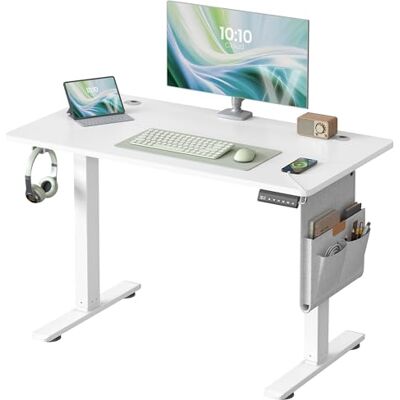 VASAGLE Electric Standing Desk, Height Adjustable Desk, 100 x 60 cm, Continuous Adjustment, Spliced Tabletop, 4 Memory Heights, Matte White LSD130WZ02 VASAGLE Electric Standing Desk, Height Adjustable Desk, 100 x 60 cm, Continuous Adjustment, Spliced Tabletop, 4 Memory Heights, Matte White LSD130WZ02