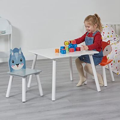 Liberty House Toys Kids Fox and Squirrel Table 2 Chairs Set, Orange Grey, H440 x W600 x D600mm, TFLH013 Liberty House Toys Kids Fox and Squirrel Table 2 Chairs Set, Orange Grey, H440 x W600 x D600mm, TFLH013