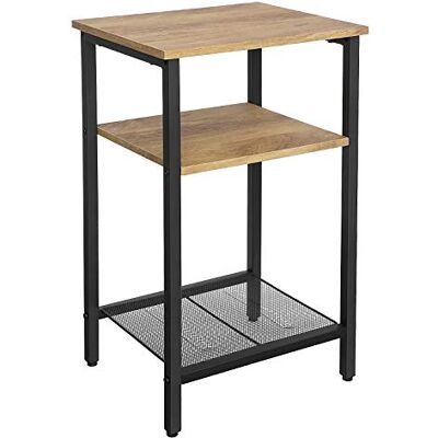 VASAGLE End Table, Side Table and Nightstand with 3 Shelves, Heavy-Duty Steel Frame, Living Room Bedroom, Easy Assembly, Honey Brown and Black LET201B05 VASAGLE End Table, Side Table and Nightstand with 3 Shelves, Heavy-Duty Steel Frame, Living Room Bedroom, Easy Assembly, Honey Brown and Black LET201B05