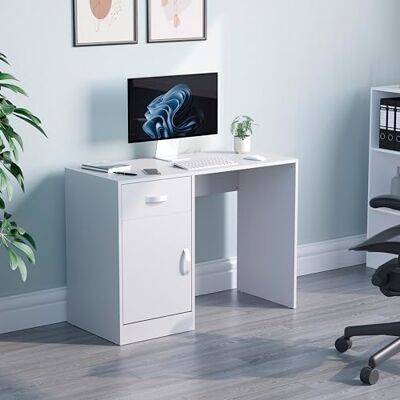 Hudson - Computer Desk 1 Drawer 1 Door - White - Desk Hudson - Computer Desk 1 Drawer 1 Door - White - Desk