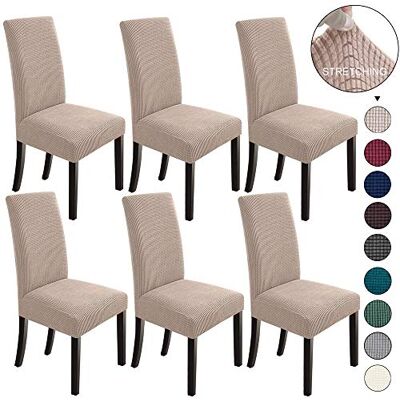 NORTHERN BROTHERS Chair Covers for Dining Room 6 Pack, Dining Table Chair Covers Set of 6, Dining Room Chair Slipcovers, Parson Chair Slipcover, Kitchen Chair Covers, Khaki, 4 UK (yitao kaqi 6) NORTHERN BROTHERS Chair Covers for Dining Room 6 Pack, Dining Table Chair Covers Set of 6, Dining Room Chair Slipcovers, Parson Chair Slipcover, Kitchen Chair Covers, Khaki, 4 UK (yitao kaqi 6)
