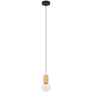 Eglo Pendant Lighting Pozueta 1, Cord Pendulum for Dining and Living Room, FSC100HB, Minimalist Hanging Ceiling Light, Black Metal and Natural Wood, Cable with E27 Socket, Ø 2.6 in Eglo Pendant Lighting Pozueta 1, Cord Pendulum for Dining and Living Room, FSC100HB, Minimalist Hanging Ceiling Light, Black Metal and Natural Wood, Cable with E27 Socket, Ø 2.6 in