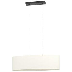 Eglo Pendant Lighting Febres, Hanging lamp Above Dining Table, Oval Dining Room Ceiling Light Fixture Made of bouclé Fabric, Metal in Black and Textile in White, E27 Socket, 78 cm Eglo Pendant Lighting Febres, Hanging lamp Above Dining Table, Oval Dining Room Ceiling Light Fixture Made of bouclé Fabric, Metal in Black and Textile in White, E27 Socket, 78 cm