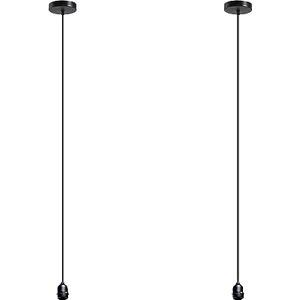 LEDSone Rainproof Ceiling Pendant Light Fitting IP65 Black Metal E27 Lamp Holder with 195cm Adjustable Cable Indoor/Outdoor Hanging Lights for Living Room, Kitchen, Garden (Pack 2) LEDSone Rainproof Ceiling Pendant Light Fitting IP65 Black Metal E27 Lamp Holder with 195cm Adjustable Cable Indoor/Outdoor Hanging Lights for Living Room, Kitchen, Garden (Pack 2)
