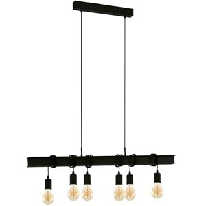 Eglo Pendant Lighting Townshend, 6-Light Vintage Hanging lamp for Dining Table, Industrial Design Ceiling Light Fitting for Living Room, Black Steel, E27 Socket Eglo Pendant Lighting Townshend, 6-Light Vintage Hanging lamp for Dining Table, Industrial Design Ceiling Light Fitting for Living Room, Black Steel, E27 Socket
