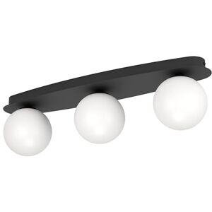 Eglo LED Wall lamp Castrivido, 3-Flame Bathroom Mounted Light, Metal Black with White Glass Globe, Includes Warm G9 Bulb, IP44 Rated Eglo LED Wall lamp Castrivido, 3-Flame Bathroom Mounted Light, Metal Black with White Glass Globe, Includes Warm G9 Bulb, IP44 Rated