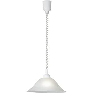 Eglo Pendant Light Albany, Hanging Lamp with Spiral Cable, Height Adjustable, Living Room Hanging Lamp Made of Alabaster Glass and Plastic, White, Dining Table Lamp E27 Eglo Pendant Light Albany, Hanging Lamp with Spiral Cable, Height Adjustable, Living Room Hanging Lamp Made of Alabaster Glass and Plastic, White, Dining Table Lamp E27
