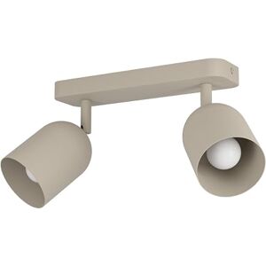 Eglo Spotlight bar Tilston, Light Fitting with 2 Flexible Spots, Ceiling lamp for Living Room and Bedroom, Sand Beige Steel, E14 Socket Eglo Spotlight bar Tilston, Light Fitting with 2 Flexible Spots, Ceiling lamp for Living Room and Bedroom, Sand Beige Steel, E14 Socket