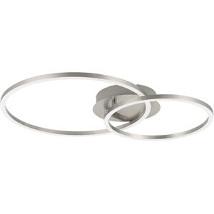 Eglo LED Ceiling Light Fixture Palmaves 2, Geometric Flush Mount Lighting, Metal lamp in Silver, White Plastic, Warm Eglo LED Ceiling Light Fixture Palmaves 2, Geometric Flush Mount Lighting, Metal lamp in Silver, White Plastic, Warm